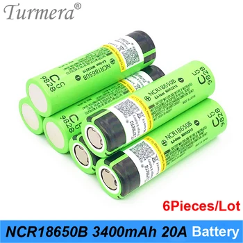 Turmera Oprindelige 18650 Batteri NCR18650B 3,7 V 3400mAh 20A Genopladeligt Lithium Batteri for Skruetrækker Lommelygte 6Pieces