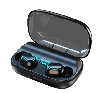 TWS Trådløse Bluetooth Hovedtelefoner Sport Hovedtelefoner Bærbare hi-fi Stereo Lyd Opladning Max Mobiltelefon Gaming Hoveder Bil 5.0 Blå