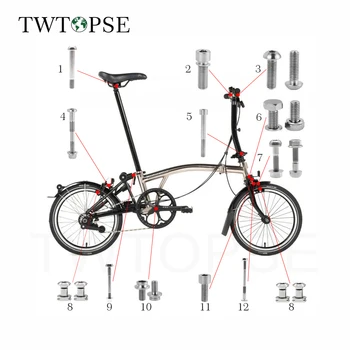TWTOPSE Cykel Titanium Bolte, Skrue Sæt Til 2018 2017 Brompton Foldecykel Cykling Bremse Styret Fastsættelse Headset Stød Bolt