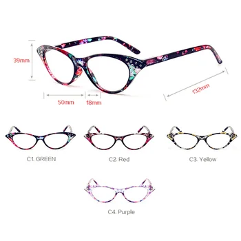 YOOSKE Kvinder Cat Eye Briller til Læsning Rhinestone Briller Damer Briller for Læseren Vintage Briller