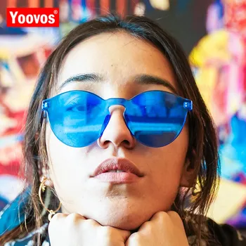 Yoovos 2021 Cateye Solbriller Kvinder Gennemsigtig Brand Designer Briller Mænd Candy Farver Briller Vintage Lunette De Soleil Femme