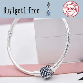 Ægte 925 Sterling Sølv 3 Farve Kærlighed Hjerte Kæde pandora Armbånd For Kvindelige Charme armbånd & Armbånd Sølv Smykker