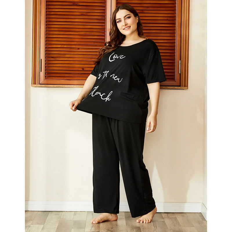 2020 Nye Damer Homewear Trykt kortærmet Stor Størrelse Løse Pyjamas for Kvinder Pyjamas Sæt Nattøj Kvinder Nat Kjole XL-4XL 4