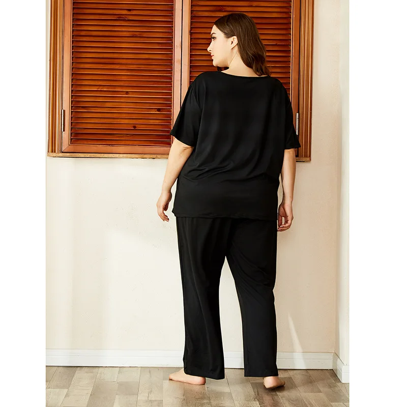2020 Nye Damer Homewear Trykt kortærmet Stor Størrelse Løse Pyjamas for Kvinder Pyjamas Sæt Nattøj Kvinder Nat Kjole XL-4XL 5