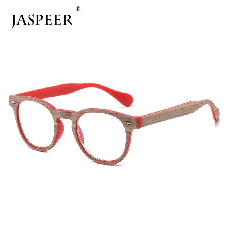 JASPEER Retro Anti Blå Briller til Læsning Kvinder med Dobbelt Anvendelse Vintage Træ-Farve Billeder Runde Mænd Presbyopic Briller +150 +200 0