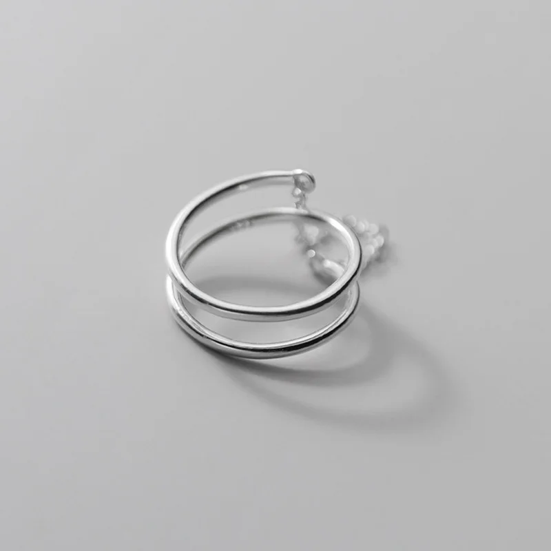 TrustDavis Ægte 925 Sterling Sølv Mode Sød 3 Lag Chiain Åbning Ring For Kvinder bryllupsfest Fine S925 Smykker DB128 1