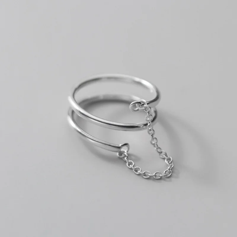 TrustDavis Ægte 925 Sterling Sølv Mode Sød 3 Lag Chiain Åbning Ring For Kvinder bryllupsfest Fine S925 Smykker DB128 3