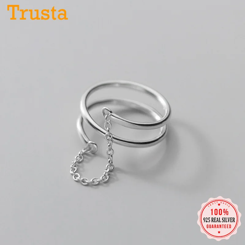 TrustDavis Ægte 925 Sterling Sølv Mode Sød 3 Lag Chiain Åbning Ring For Kvinder bryllupsfest Fine S925 Smykker DB128 4