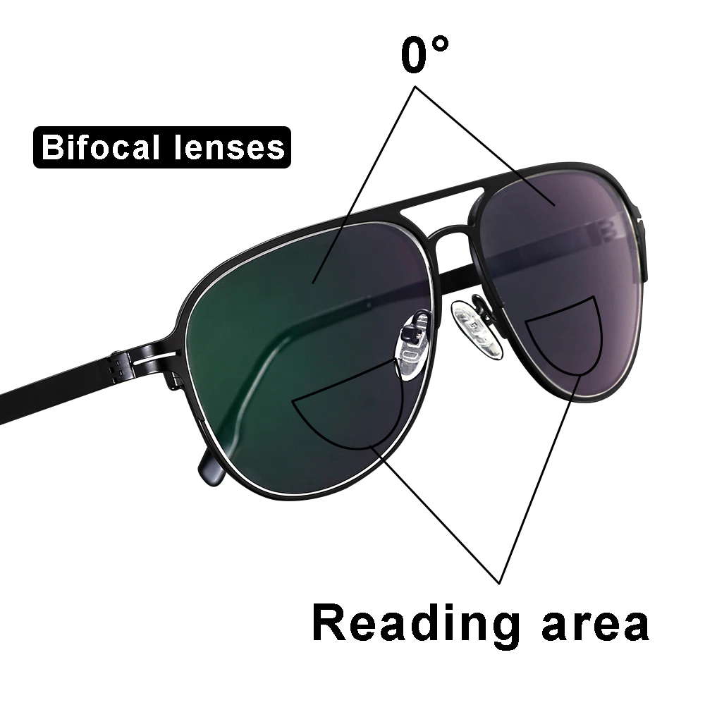 Overgangen Solbriller Fotokromisk Bifokale Briller til Læsning Mænd Optisk Langsynethed Metal Ramme Luftfart briller UV400 1