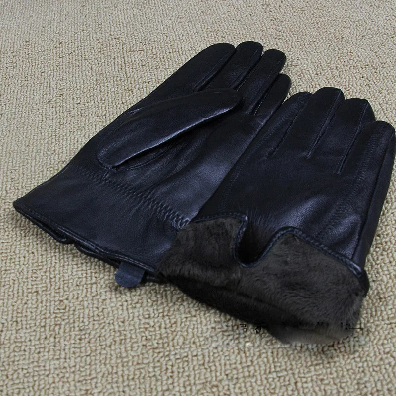 2017 fashion læder kvindelige fåreskind læder handsker handsker vinter varme handsker sort minimalistisk stil kvindelige læder handsker 1