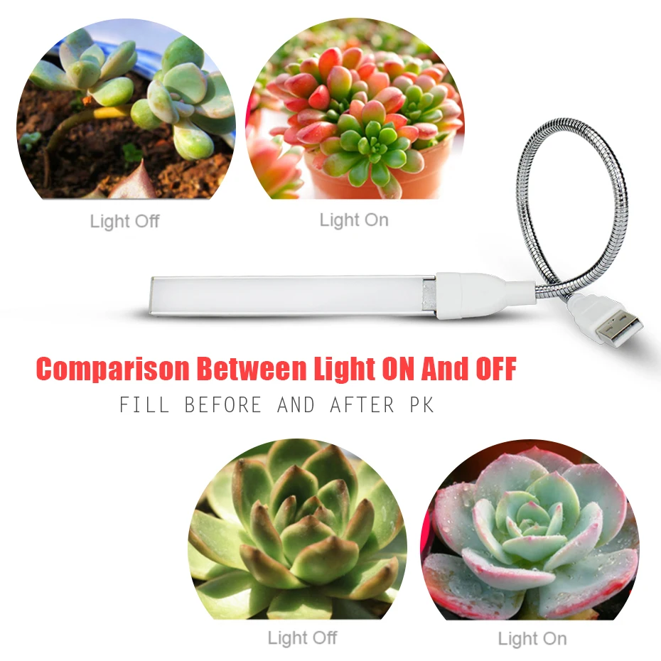 Vokse Lamping Fulde Spektrum Indendørs Plante Vokser LED Lys SMD2835 USB-3W LED vækst Lys For Kimplanter Drivhus Hydroponics 2
