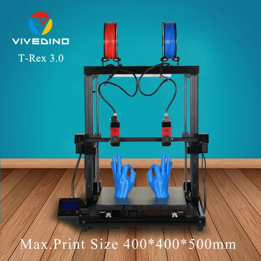 VIVEDINO T-Rex 3+ Hurtigt Samlet 3D-Printer Kit med 400x400x500mm Udskrivning Størrelse Laser Printer 2