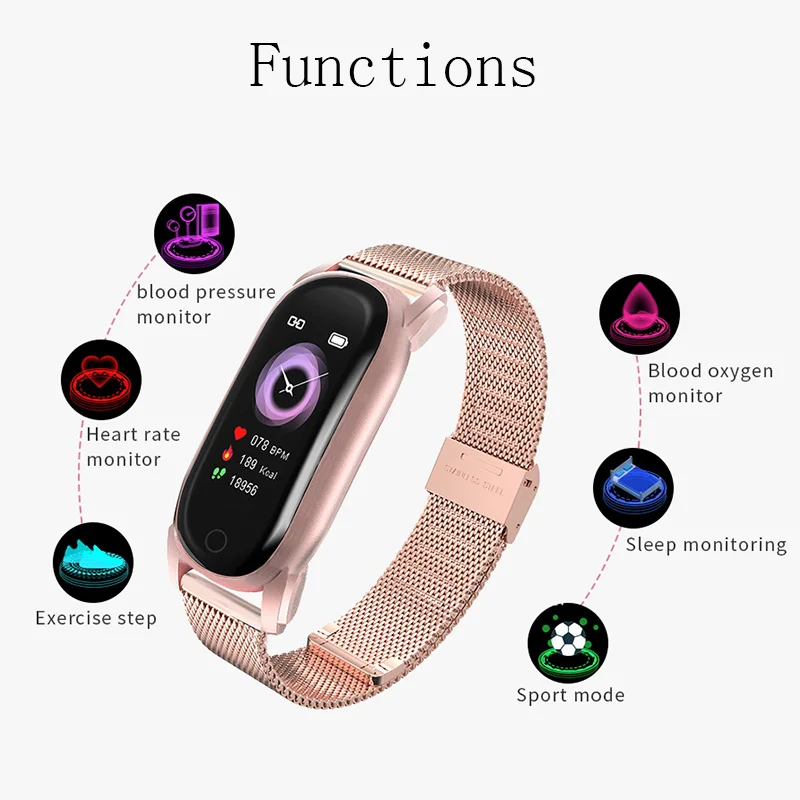 Smart Armbånd YH6 Mænd Kvinder Bluetooth-Band-puls, Ilt Blodtryk Sove Fitness Tracker Ur, Sport Musik Smartwatch 1