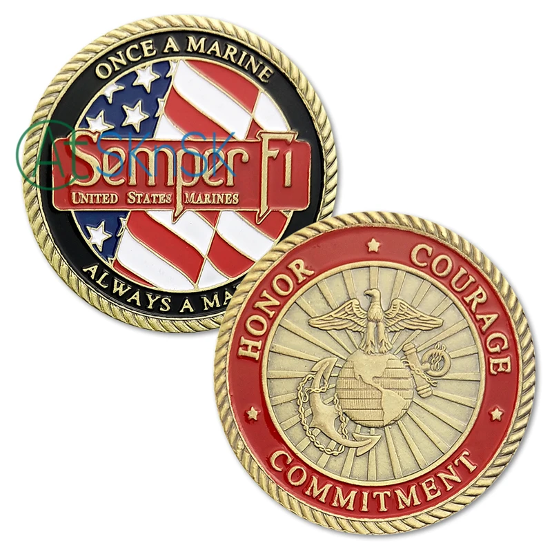 1 STK ' s i U.S. Marine Corps Udfordring Mønter USMC Semper Fidelis, Når En Marine Altid En Marine 0