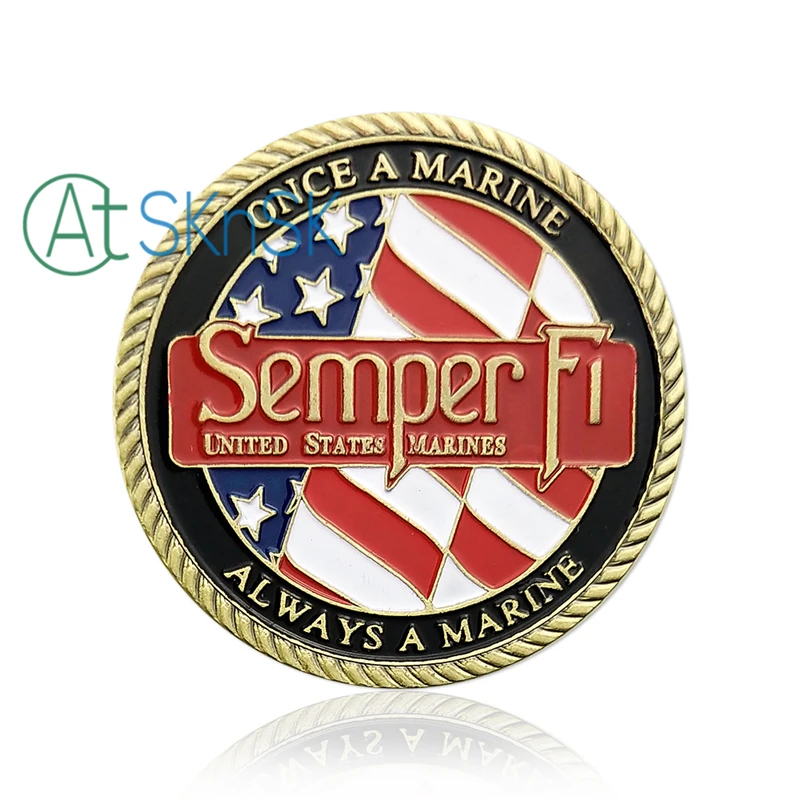 1 STK ' s i U.S. Marine Corps Udfordring Mønter USMC Semper Fidelis, Når En Marine Altid En Marine 1