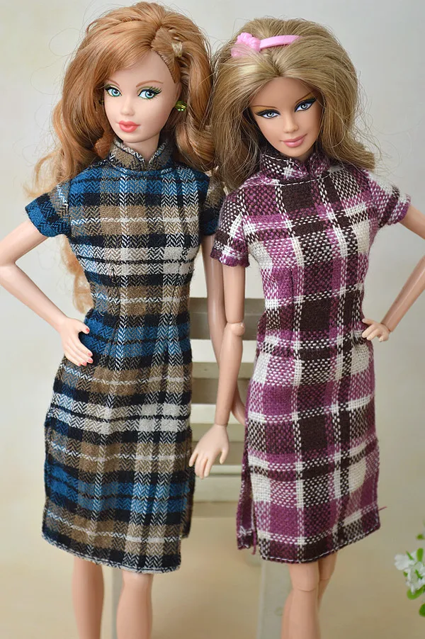 2stk/masse Håndlavet Nyt Design Cheongsam Gamle Kostume Tøj Tøj Til Kurhn Barbie Dukke Tilfældige farver Piger Gave 3