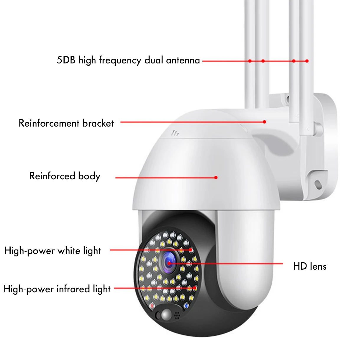 5MP HD IP Dome Kamera Udendørs PTZ Hjem CCTV Sikkerhed Kamera WiFi 2-vejs Audio Auto Tracking Onvif ' s Overvågning H. 265 Netværk 5
