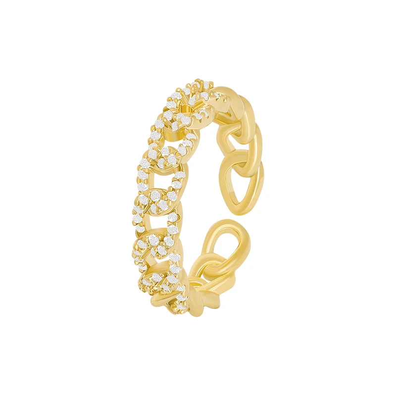 Koreansk mode smykker udsøgt kobber indlagt zircon hule twisted ring elegante kvinder bryllupsfest åbning justerbar ring 5