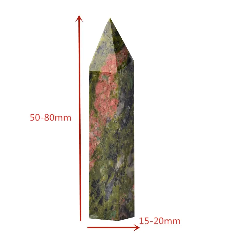 1PC Natural Unakite Crystal Punkt Healing Energi Sten, Kvarts Krystal Wand Håndværk 50-80mm Obelisk for boligindretning Pyramide 5