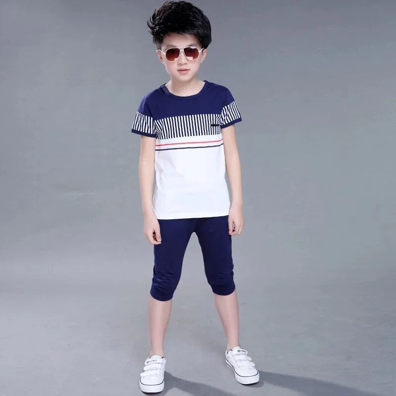 Baby Dreng Sommer Tøj Nye koreanske Drenge Tøj Sæt Børne Tøj, Mode Afslappet Sports-Korte Ærmer Bomuld børnetøj 1