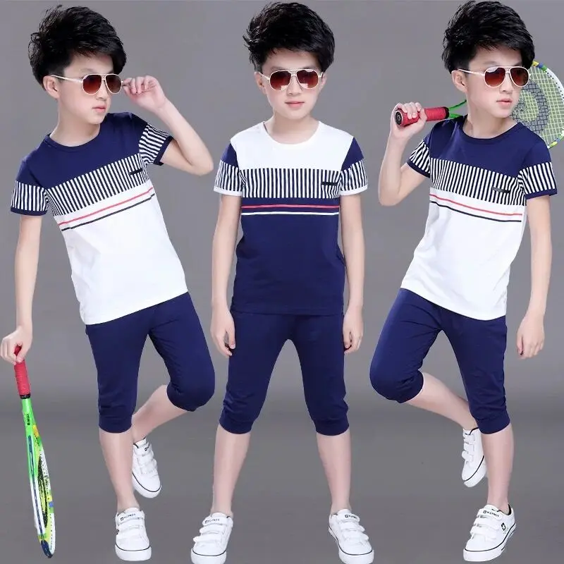 Baby Dreng Sommer Tøj Nye koreanske Drenge Tøj Sæt Børne Tøj, Mode Afslappet Sports-Korte Ærmer Bomuld børnetøj 2