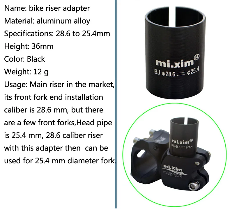 Mi.Xim Cykel Forgaffel Justerbar Sæt 25.4 til 28,6 mm Diameter Konvertering cyklens Frempind Cykel Riser Reducere Ærme 4