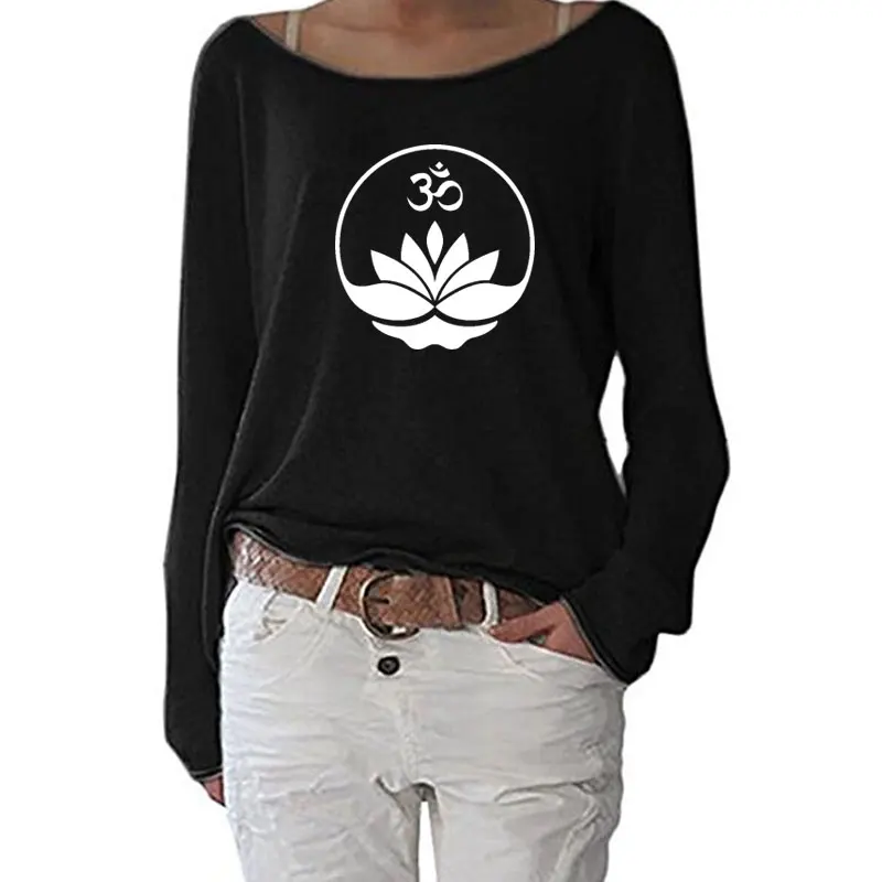 Buddha og Buddhismen Om Zen Meditation print T-Shirt til Kvinder med Lange Ærmer Sjove Efteråret Tshirt Streetwear Kvinder Casual Tøj 5