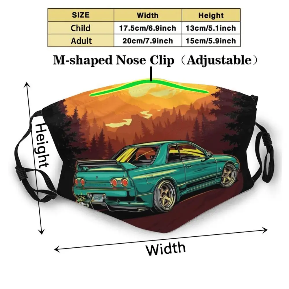 Nissan Skyline R32 Bnr Tilpassede Design For Voksne Børn Anti Dust Filter Diy Søde Print Vaskbar Maske Nissan Skyline 2