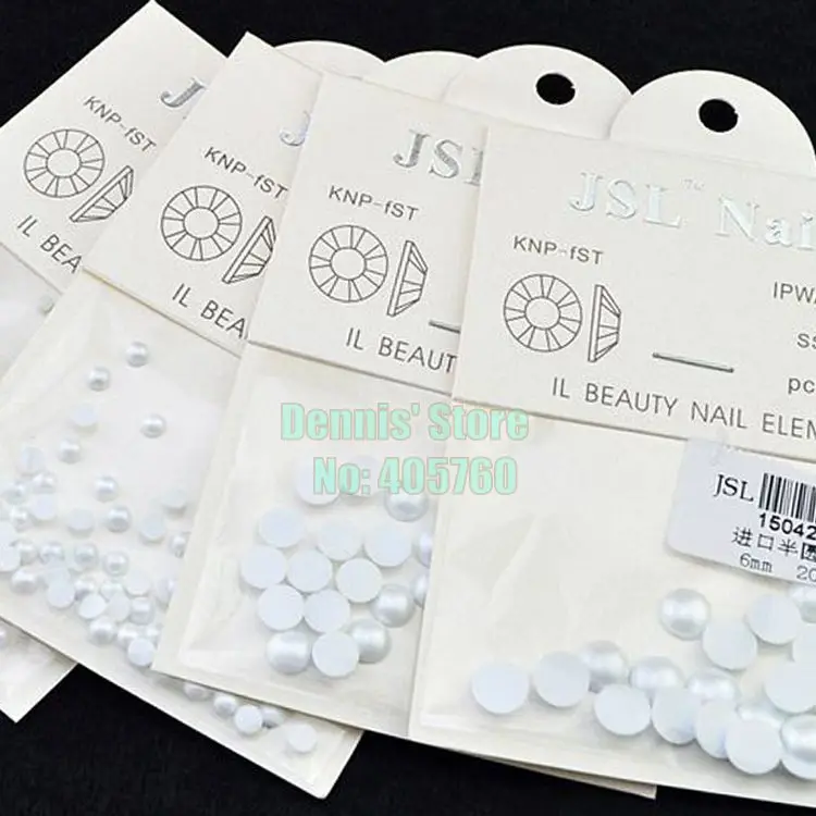 Engros Pro Korea 5Packs/masse 60PCS/Pack 3 MM Hvid Fladskærms Tilbage Akryl Perle Nail Art Rhinesones Nitter Dekoration DIY Salon Tip 2