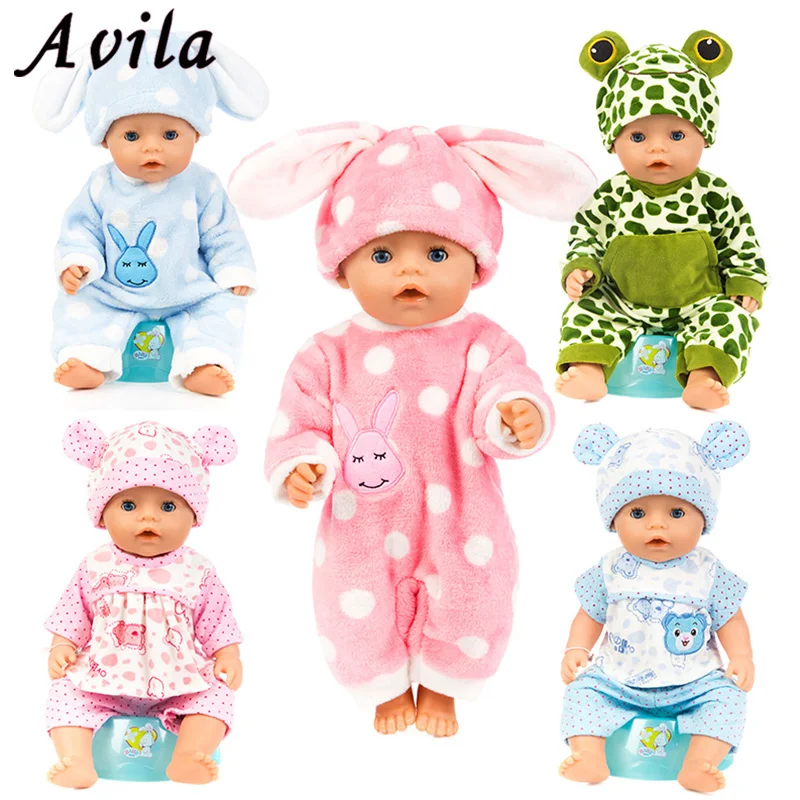 Til 43cm Baby doll kvalitet pels dyr tegnefilm buksedragt hat sat til 18 tommer pige dukker søde dukke tøj dukke tilbehør 0
