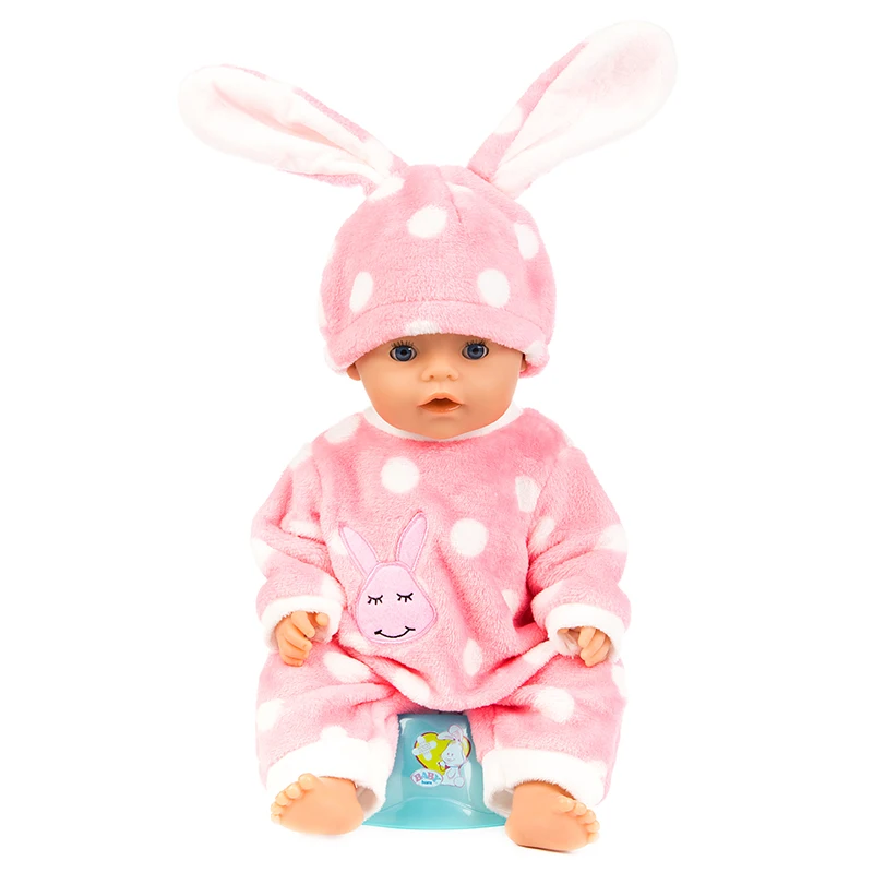 Til 43cm Baby doll kvalitet pels dyr tegnefilm buksedragt hat sat til 18 tommer pige dukker søde dukke tøj dukke tilbehør 2