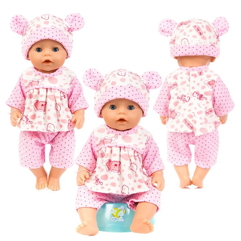 Til 43cm Baby doll kvalitet pels dyr tegnefilm buksedragt hat sat til 18 tommer pige dukker søde dukke tøj dukke tilbehør 3