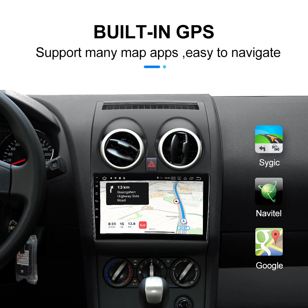 Android-10.0 Car Multimedia Afspiller Til Nissan Qashqai 1 J10 2006-2013 Autoradio GPS Navigation Kamera WIFI IPS-Skærm RDS Stereo 4