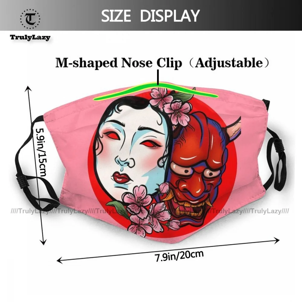 Engros Beskyttelse Japansk Hannya-Maske-Ansigt Maske Sjov Polyester Unisex Munden Facial Maske Med Filtre 3