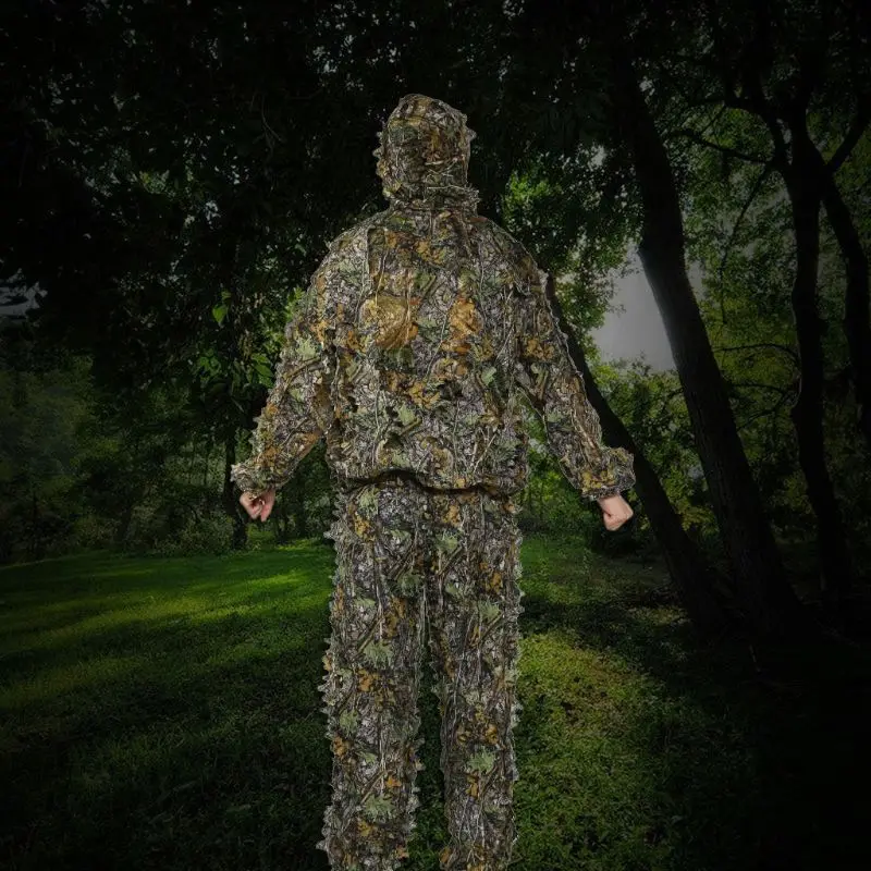 1 Sæt Jagt Tøj 3D Blad, Frakke, Bukser Camouflage Udendørs Jungle Watch Fugl 3