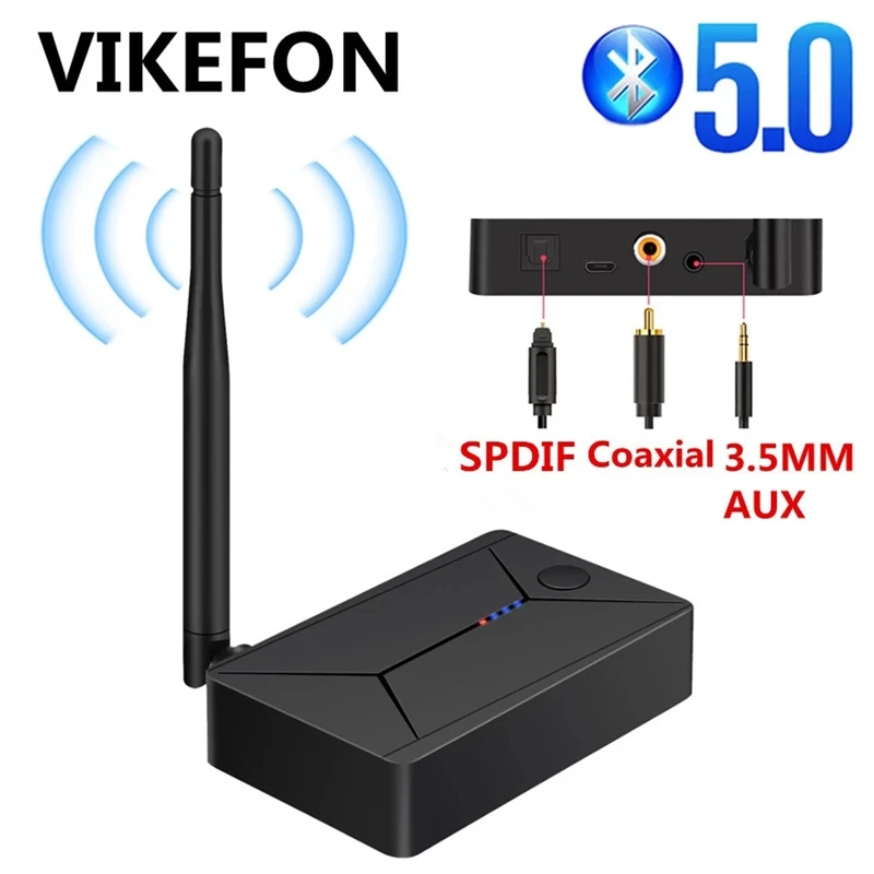 Bluetooth-5.0-Senderen Coaxial Optical Fiber SPDIF-Adapter 3,5 mm AUX Stereo Hifi Trådløse til TV-PC-Hovedtelefon 4
