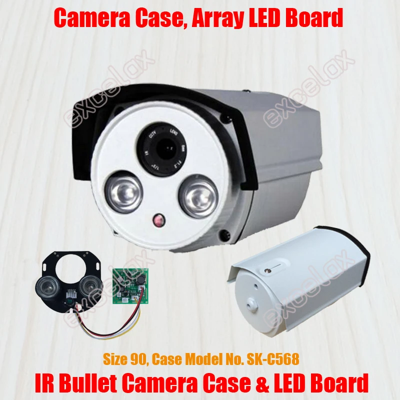 Waterproof Bullet Kamera Case & 2x Array LED IR Board Størrelse 90 Aluminium Kabinet, IP66 Udendørs Boliger ved Excelax 5