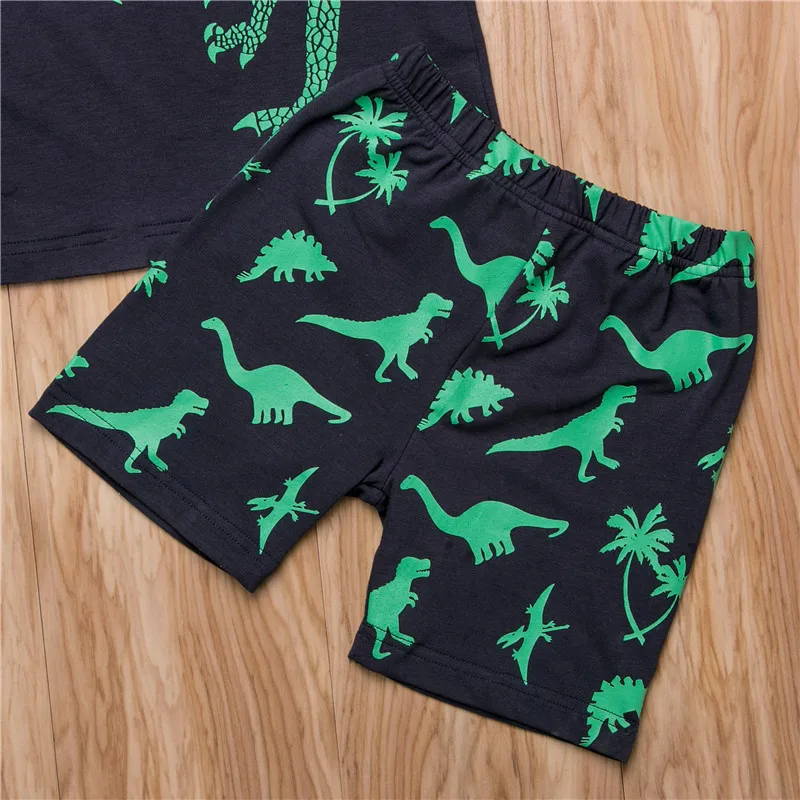 2020 Toddler Dreng Sommeren Dinosaur Priting Toppe, T-shirt, Korte Bukser To-delt Sæt med Top Og Shorts Sommeren Afslappet Drenge Tøj 4