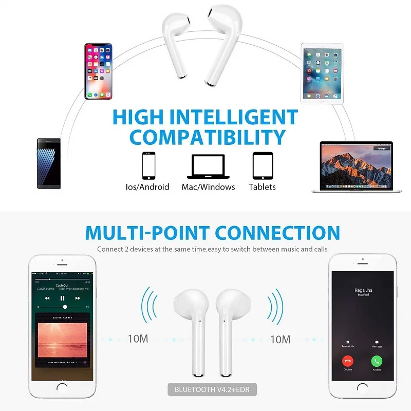 I7s TWS 5.0 Trådløse Bluetooth Hovedtelefoner til HP ElitePad 1000 G2 Tablet Øretelefon Musik Ørepropper Opladning Box 5
