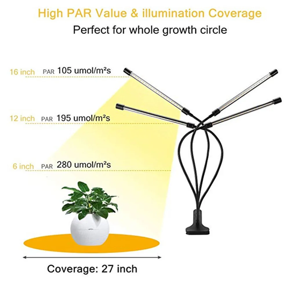 EU USA UK AU-Stik USB-4 Hoveder Fulde Spektrum 3H/9T/12H Timme LED vækst Lys Fleksibelt Phyto-Lampe til Planter, Blomster Sukkulenter 1