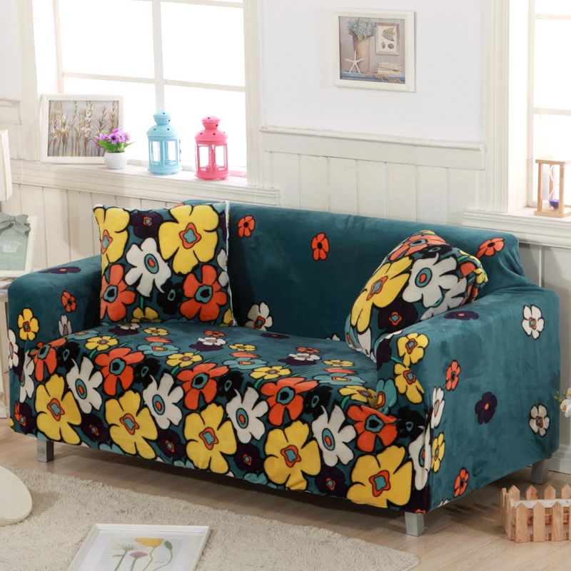 Blomstret Overdådigt fabirc Sofa dække 1/2/3/4 pladser tyk Slipcover sofaen dækker stretch elastisk billige sofa dækker Håndklæde velvet vinter 5