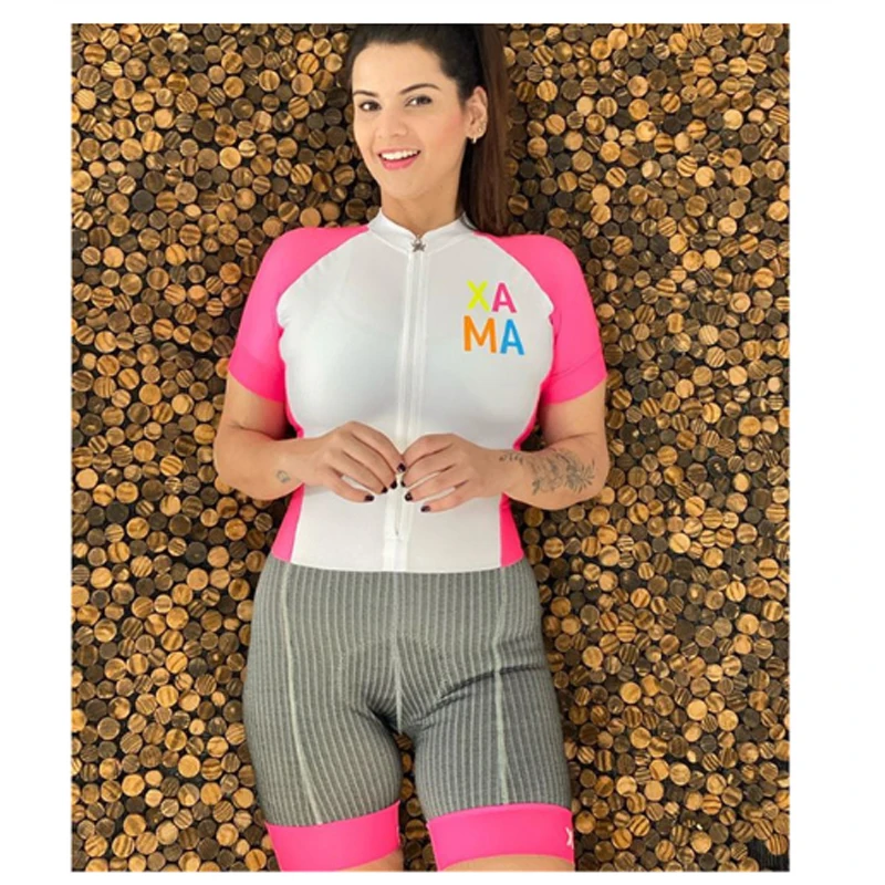 2020 Kvinders Cykling Kvindelige Xama Pro Team Triathlon Sæt Cykling Jersey, One Piece Jumpsuit Kits Macaquinho Ciclismo Gel Pad Pink 0