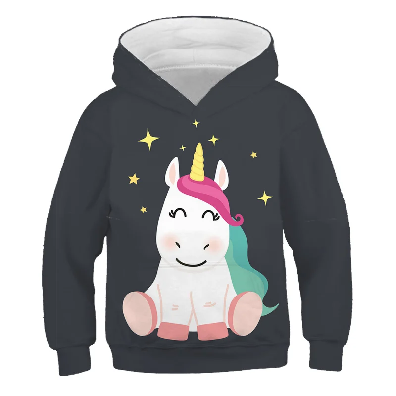 2020 Efterår/Vinter Drenge Piger Mode 3D-Hoodie Søde Unicorn Plads Print Børn Hooded Sweatshirt Børn Pullover 2