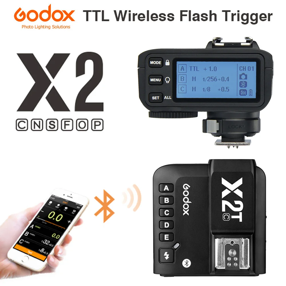 Godox X2T-C X2T-N X2T-S X2T-F X2T-O X2T-P-TTL Wireless Flash Trigger til Canon Nikon Sony Kamera Bluetooth-Forbindelse HSS 0