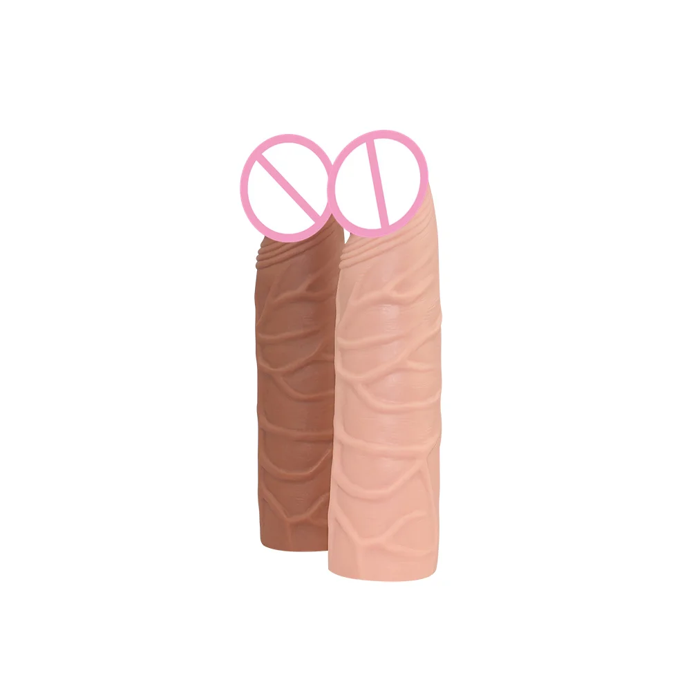 Blød Genanvendelige Kondom 6.8 tommer Penis Extension Cock Ærme Realistisk Større Dildo Udvidelsen Forsinkelse, Voksen Sex Legetøj til Par 2