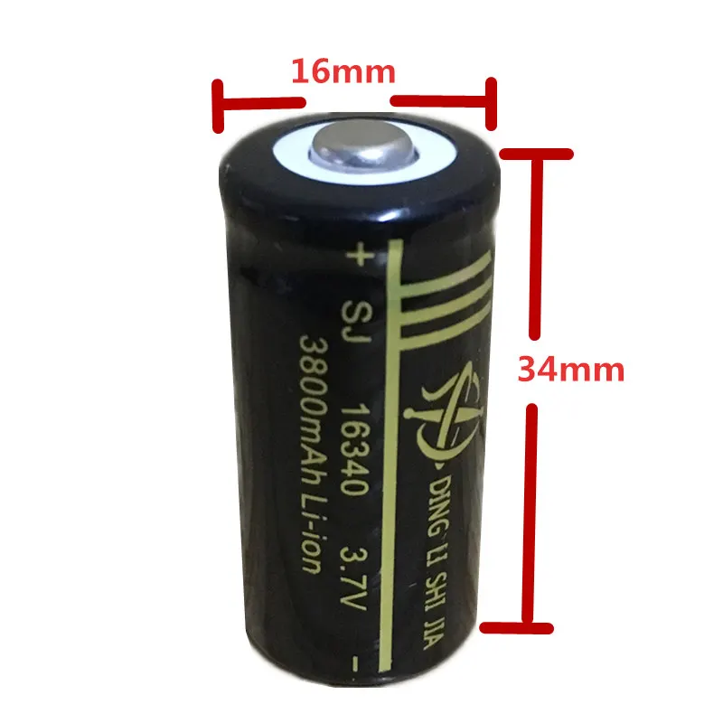 4stk 16340 Batteri, 3800mAh Li-ion Genopladeligt batteri 3,7 V Laser Pen Batterier+EU Stik 18650 Justerbar Dobbelt batterioplader 1