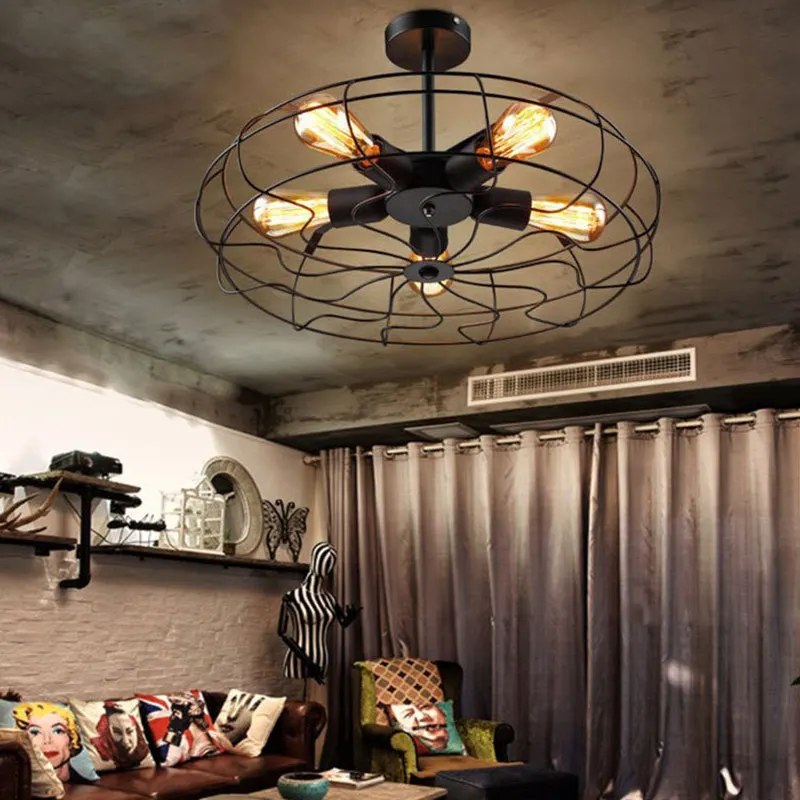 5Heads E27 Base Strygejern Materiale Vintage Retro Industrielle Fan i Loftet Amerikansk Country Køkken Loft Lampe til loft indretning 3