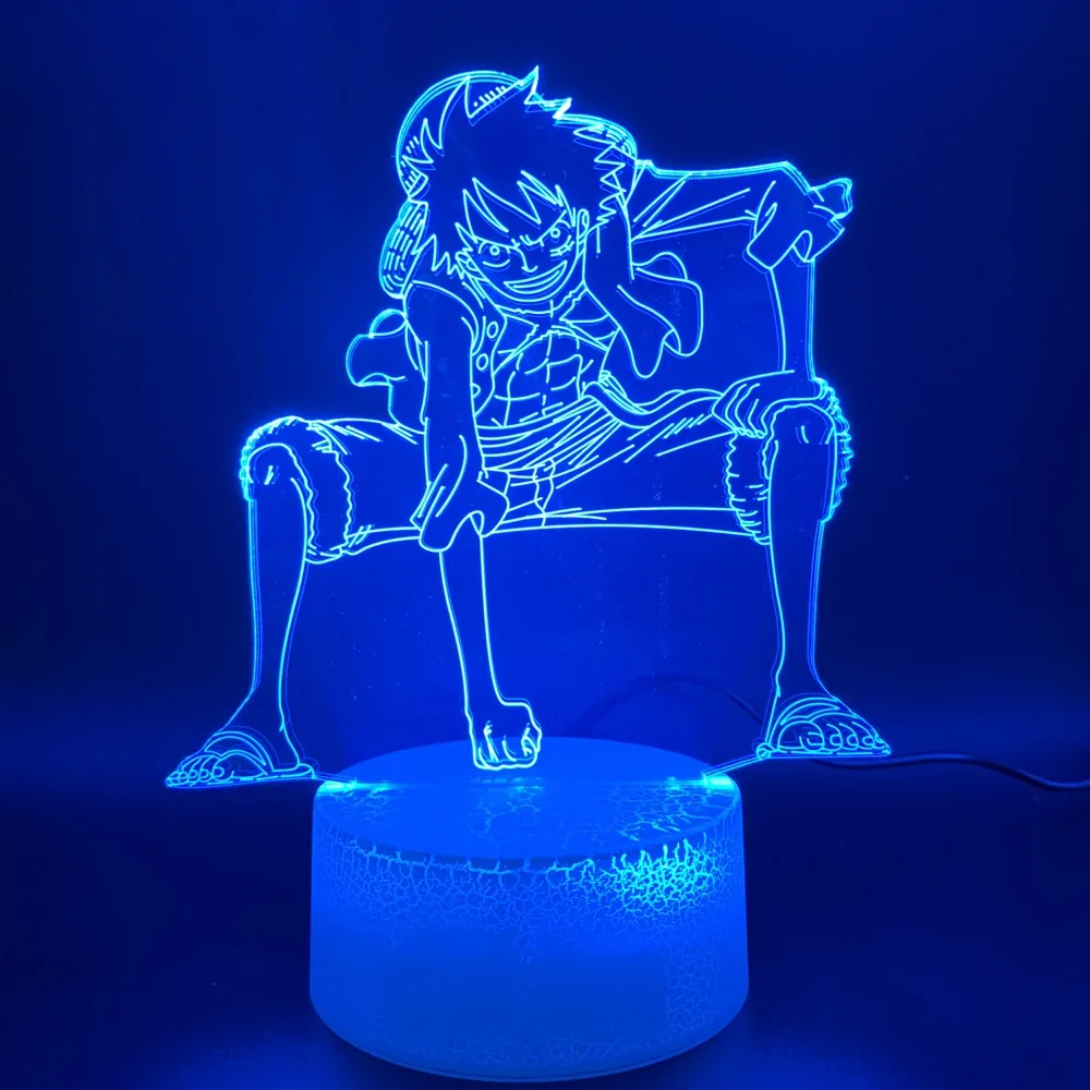 3D Led Nat Lys Lampe Ét Stykke Abe D Ruffy Figur Værelses Deco Lyse Base Farve Skiftende Børn Atmosfære Barn Fødselsdag Gave 3
