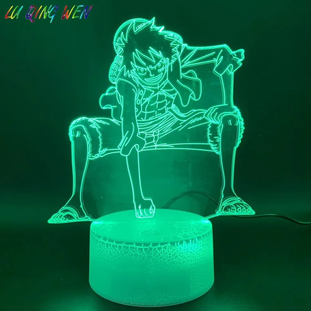 3D Led Nat Lys Lampe Ét Stykke Abe D Ruffy Figur Værelses Deco Lyse Base Farve Skiftende Børn Atmosfære Barn Fødselsdag Gave 5