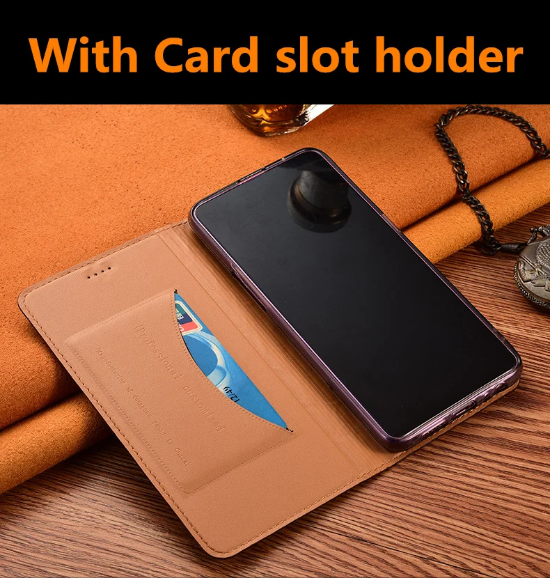 Ægte læder magnetic telefonen tilfælde kortholderen lomme dækning for Motorola Moto G9 Plus/Moto G9 Play/Moto G9 hylster dække stå 4